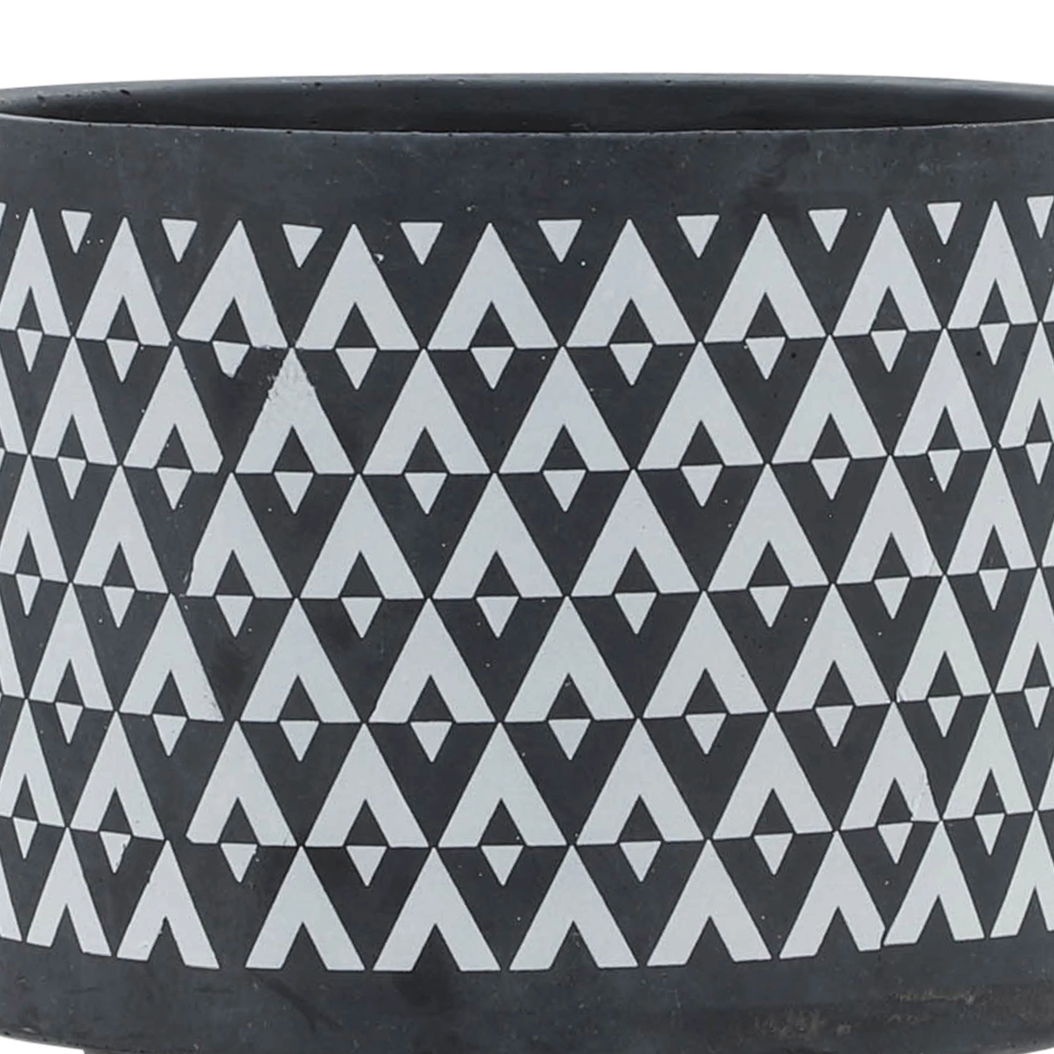 CERAMIC 8" AZTEC PLANTER ON WOODEN STAND, GRAY