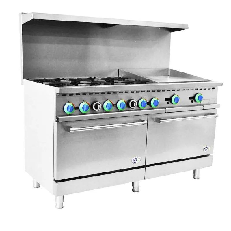 Chef AAA - R60-24MG, Commercial 60" 6 Burner with24" Griddle Gas Oven Range