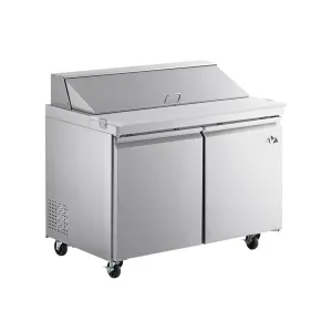 Chef AAA - SS-PT-46-HC, Commercial 46" Sandwich Prep Table Refrigerator 12 Pans 2 Door Stainless Steel 9.5 cu.ft.