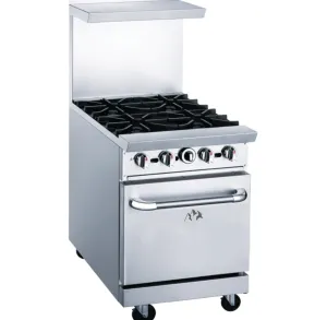 Chef AAA - TCR24-4B Commercial 24" Oven Range Four Open Burners Natural Gas