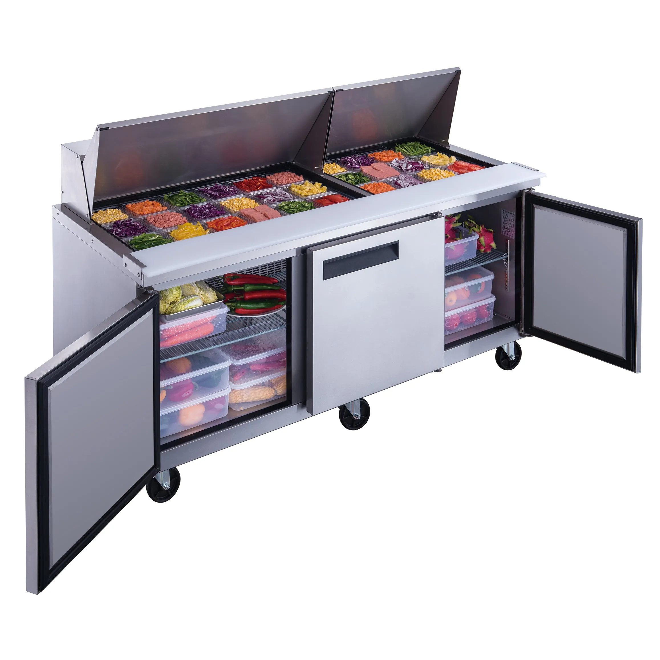 Chef AAA - TSP72M Commercial 72" 30 Pan Salad Sandwich Food Prep Table Refrigerator Mega Top
