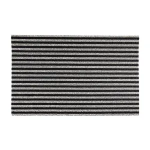 CHILEWICH Shag In Out Utility Door Mat, Breton Stripe/Tuxedo, 61x91cm