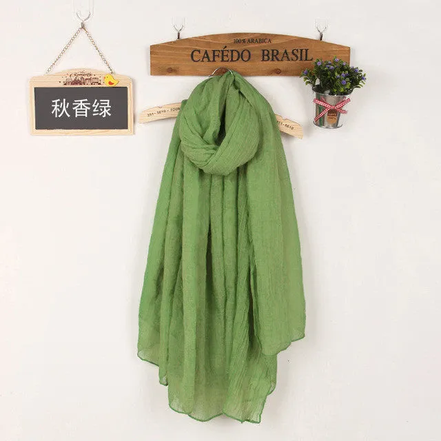 Women'S Solid Color High Quality Linen Cotton Scarves For Winter/Autumn - 20 Colour Shop Grab Offer