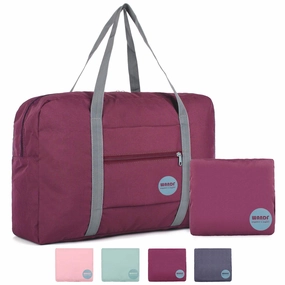 Big Savings Alert Wandf Foldable Travel Duffel Bag Luggage Sports Gym Water Resistant Nylon (Wine Red)