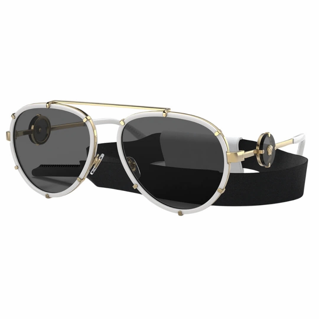 Versace Ve2232 147187 Sunglasses - White Frame, Dark Grey Lens Steal Todays Offer