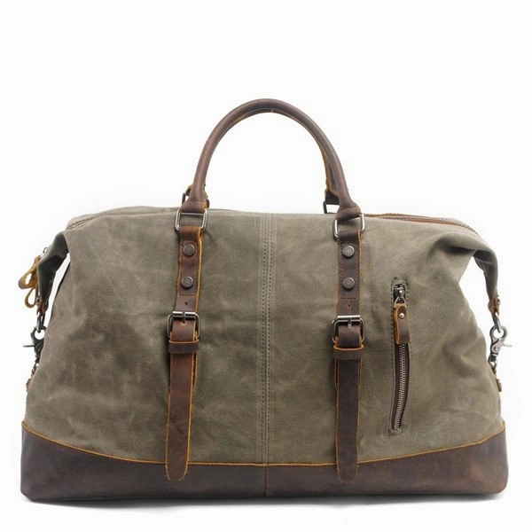 Flash Sale Alert Waterproof Duffel Bag Men Canvas Carry On Weekend Bags Vintage Military Shoulder Handbag Leather