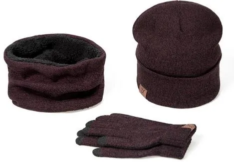 Collar Scarf   Gloves   Knitted Skullies Beanie Set Or Winter - Dark Grey,Rose Red,Coffee,Grey,Light Grey,Black Exclusive Hot Pick Clearance Sale