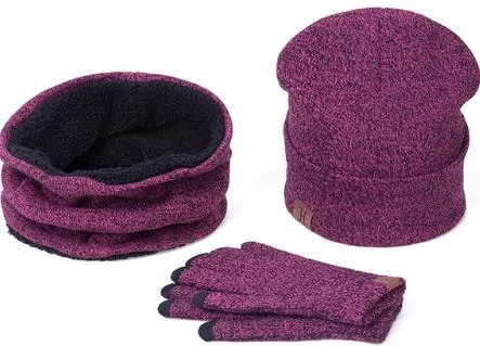 Price Drop Alert Collar Scarf   Gloves   Knitted Skullies Beanie Set Or Winter - Dark Grey,Rose Red,Coffee,Grey,Light Grey,Black