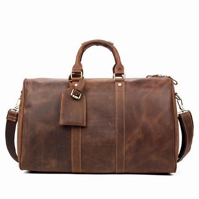 Crazy Horse Genuine Leather Travel Bag Men Vintage Travel Duffel Bags Cow Leather Carry On Todays Hot Savings