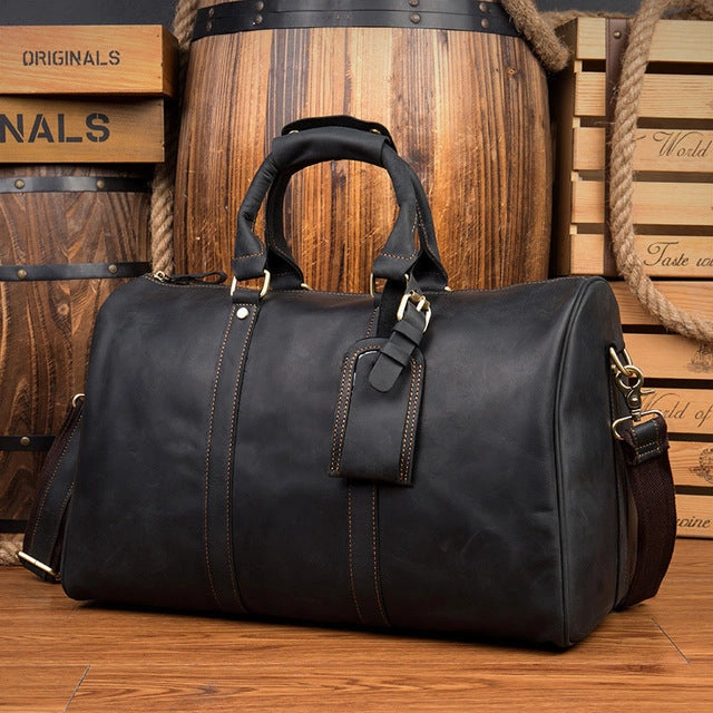 Crazy Horse Genuine Leather Travel Bag Men Vintage Travel Duffel Bags Cow Leather Carry On Dont Wait Save Today Big Price Drop