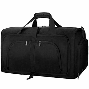 Limited Time Discount Duffel Bags For Traveling, 65L Carry On Foldable Weekender Overnight Bag For Men Women Waterproof Weekend Travel Duffle Bags With Shoe Compartment,Black