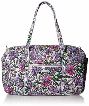 Vera Bradley Iconic Large Travel Duffel, Signature Cotton, Lavender Meadow Last Chance Offer Sweet Deal Today