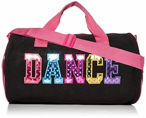 Dont Wait Save Today Grab It Fast Dance Duffel Bag With Multicolored Dance Print Fuchsia (Black/Multi)