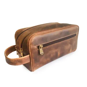 Daytrekr Distressed Leather Double Zip Travel Kit Dont Miss Out