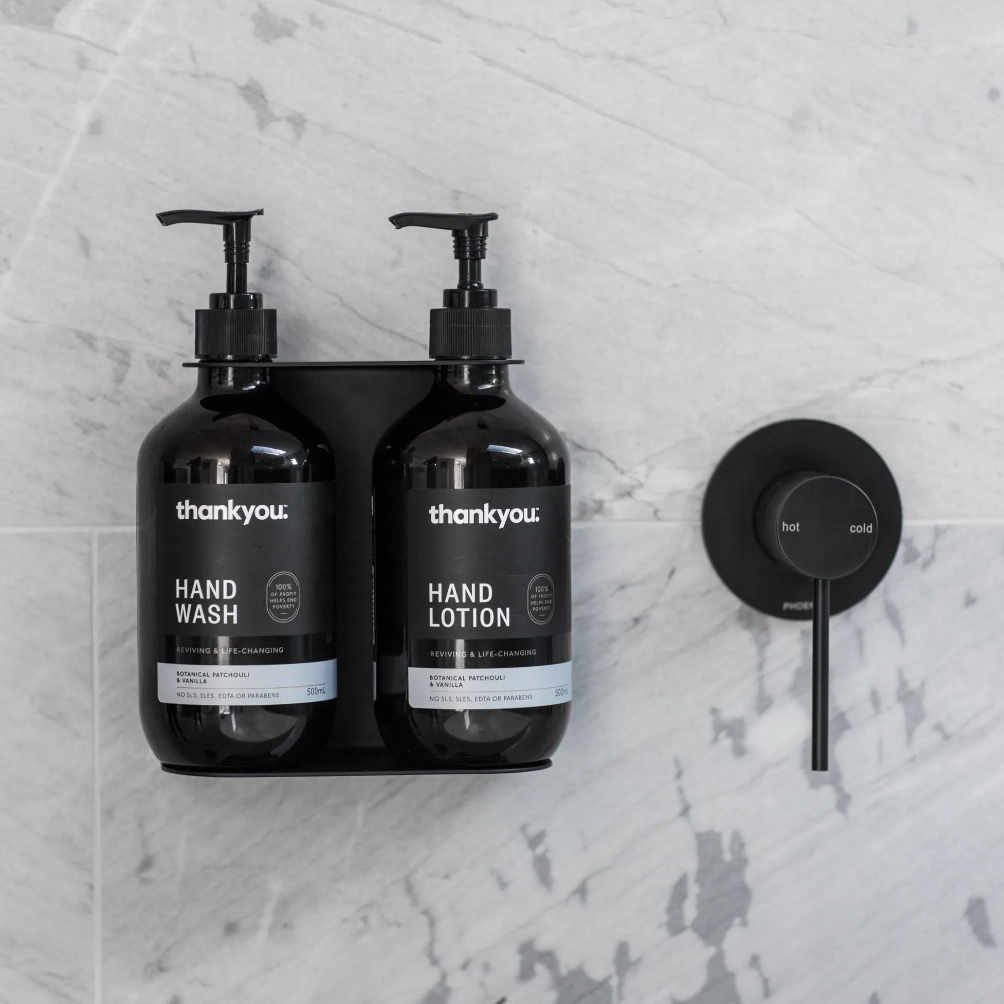 DESIGNSTUFF Dual Soap Dispenser Holder, Black
