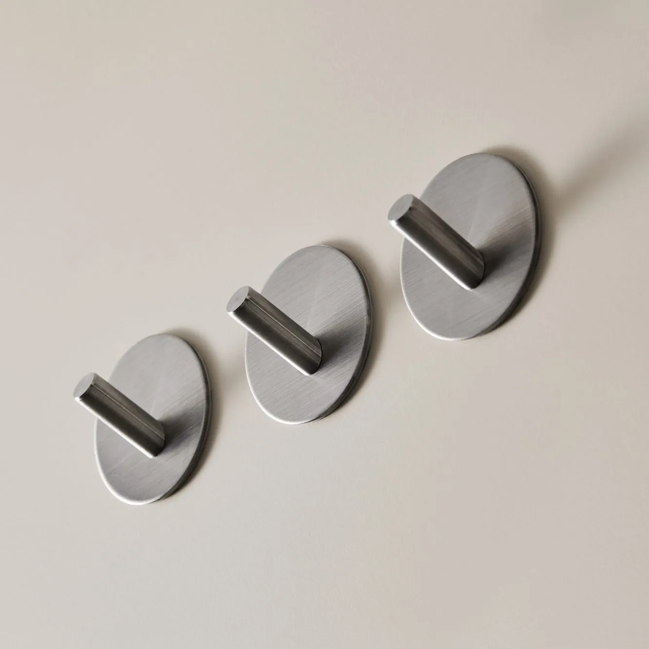 DESIGNSTUFF Hook Self-Adhesive, Brushed Silver (Set of 3)