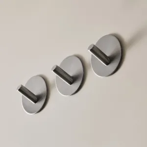 DESIGNSTUFF Hook Self-Adhesive, Brushed Silver (Set of 3)