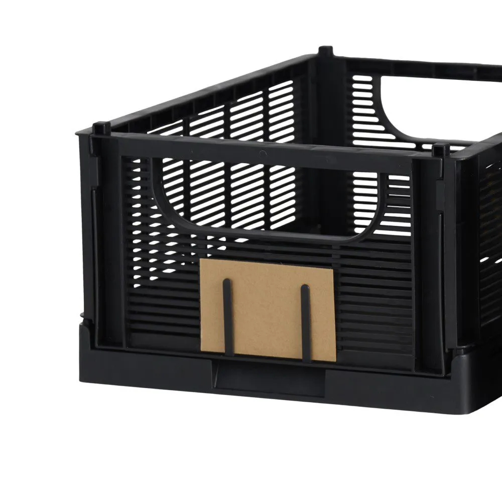 DESIGNSTUFF Linear Collapsible Crate, M, 33x25cm, Black (Set of 2)