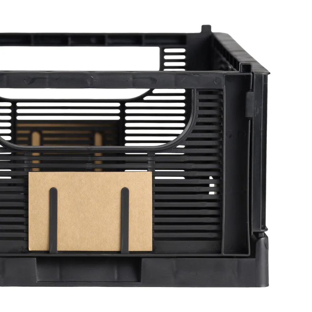 DESIGNSTUFF Linear Collapsible Crate, M, 33x25cm, Black (Set of 2)