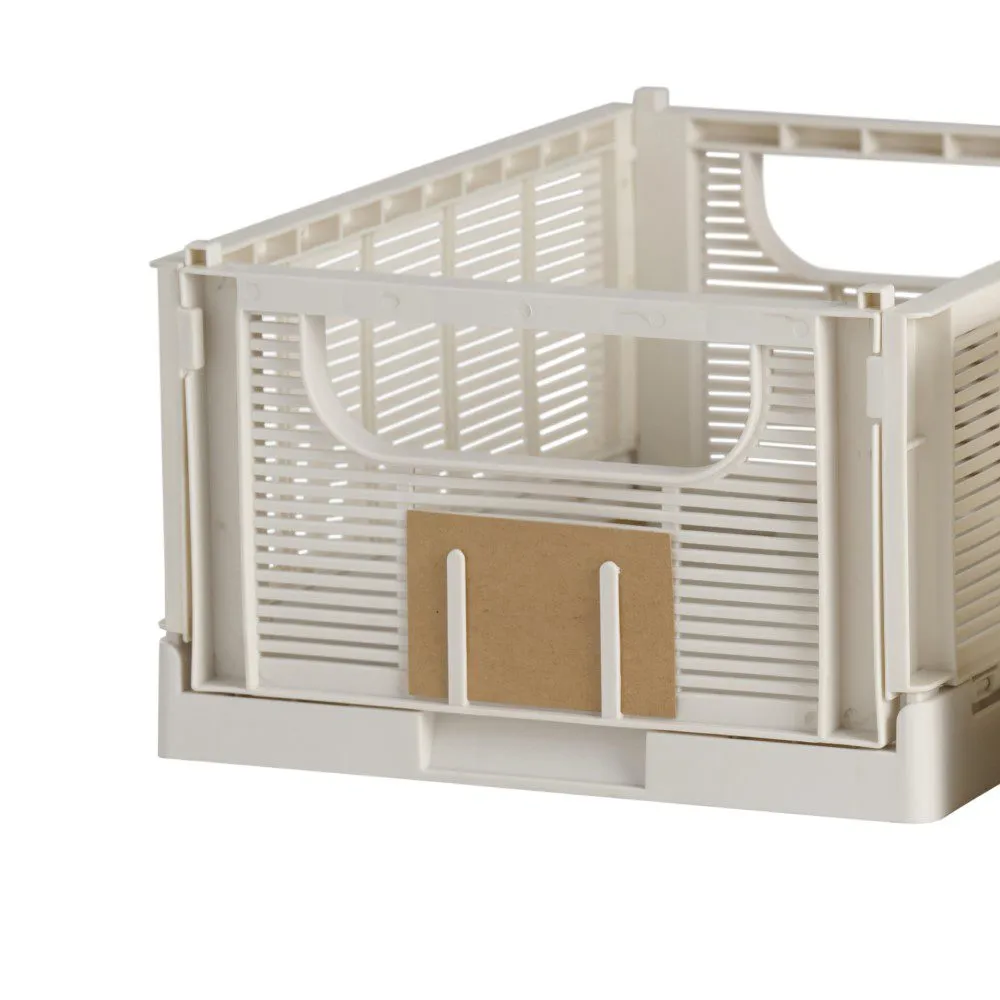 DESIGNSTUFF Linear Collapsible Crate, M, 33x25cm, Chalk (Set of 2)