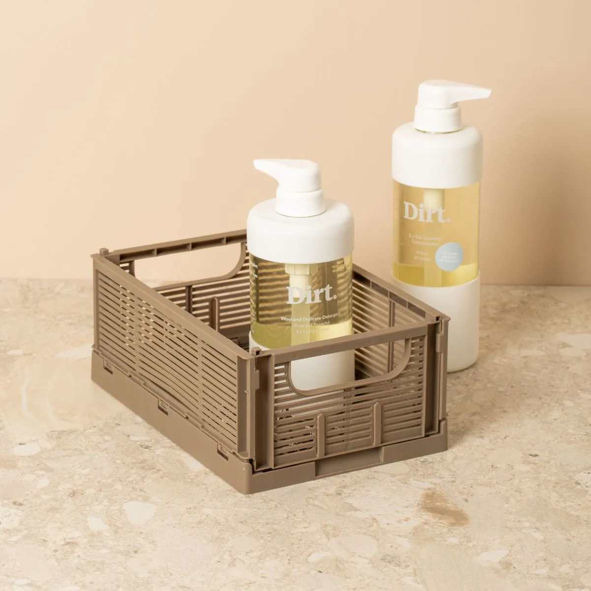 DESIGNSTUFF Linear Collapsible Crate, S, 25x16cm, Taupe (Set of 2)