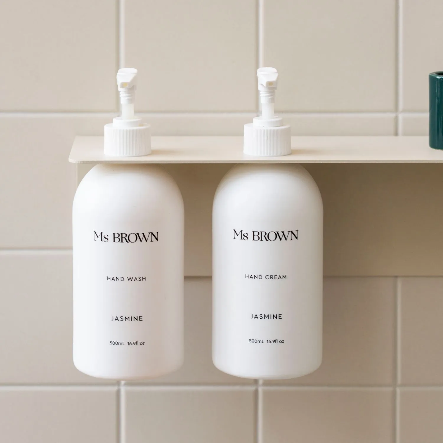 DESIGNSTUFF Shelf Dual Soap Dispenser Holder, Sand