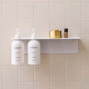 DESIGNSTUFF Shelf Dual Soap Dispenser Holder, White