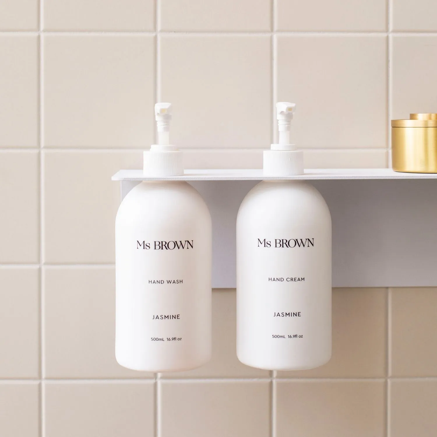 DESIGNSTUFF Shelf Dual Soap Dispenser Holder, White