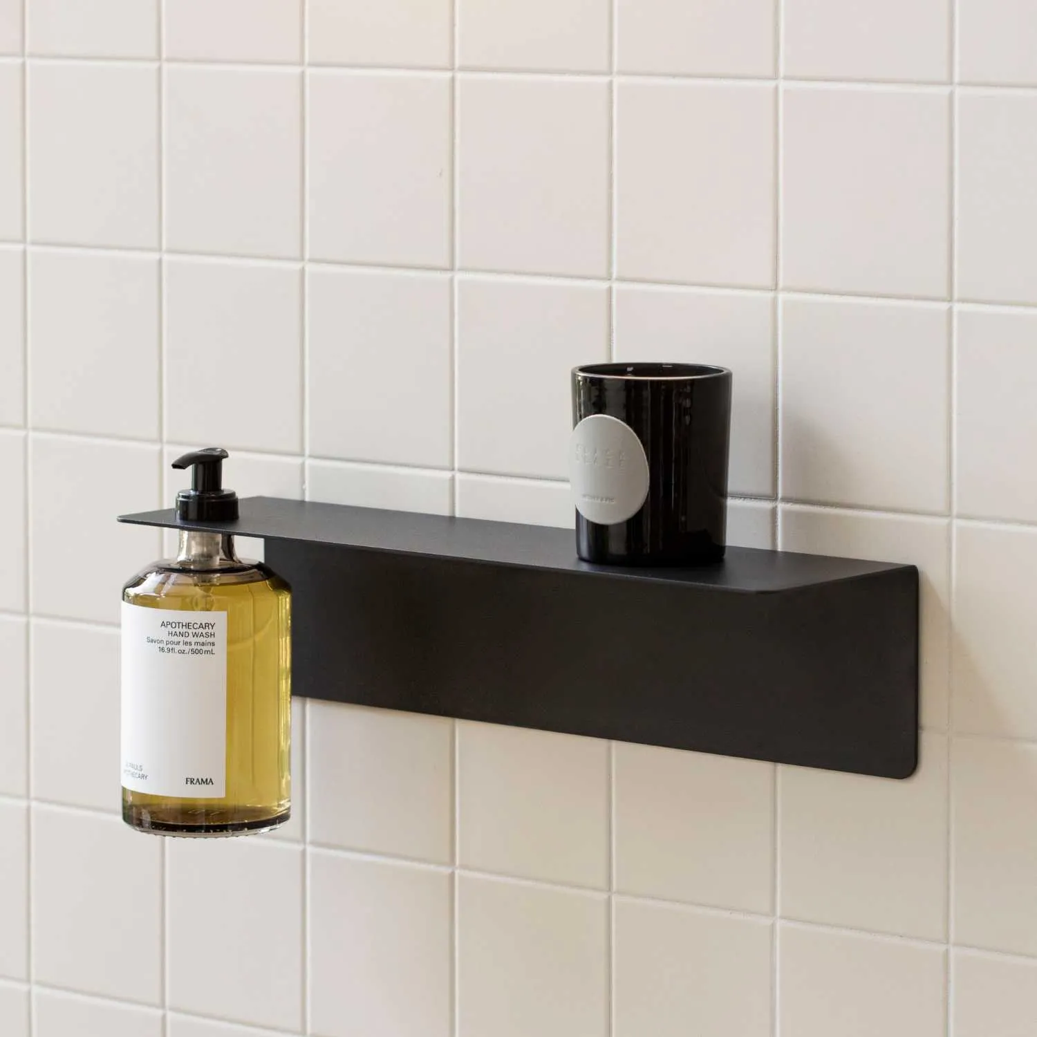 DESIGNSTUFF Shelf Single Soap Dispenser Holder, Black