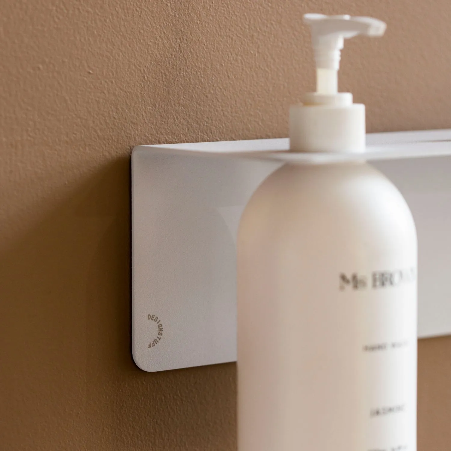 DESIGNSTUFF Shelf Single Soap Dispenser Holder, White
