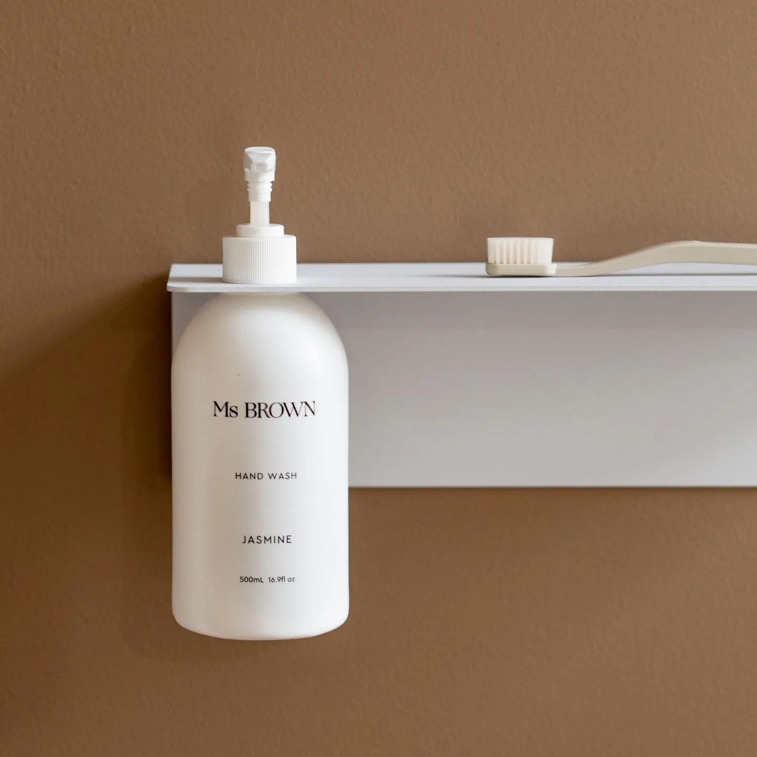 DESIGNSTUFF Shelf Single Soap Dispenser Holder, White