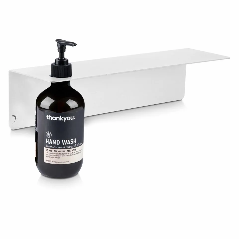 DESIGNSTUFF Shelf Single Soap Dispenser Holder, White