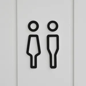 DESIGNSTUFF Signage, Restroom, Her/Him, Black