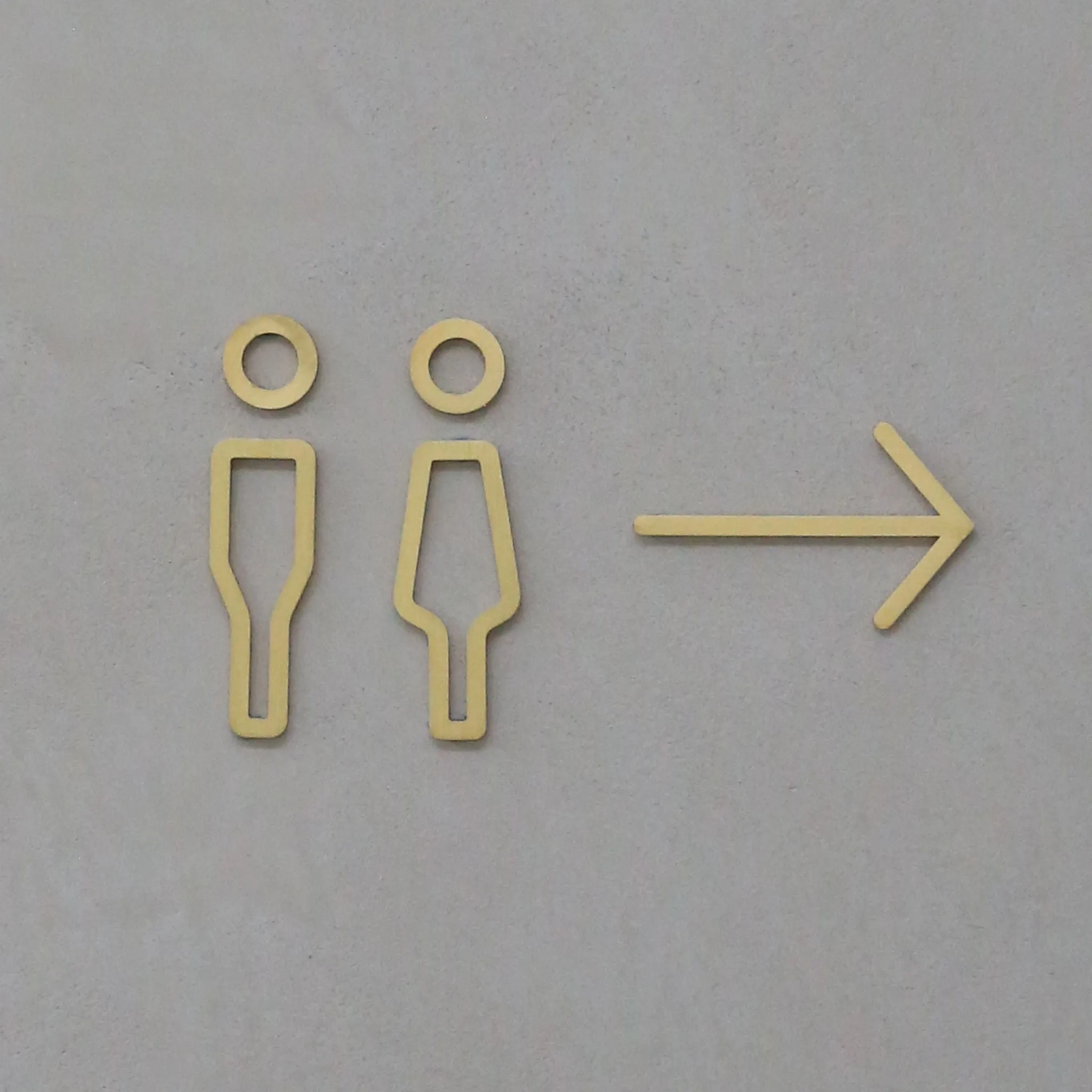 DESIGNSTUFF Signage, Restroom, Her/Him, Brushed Brass