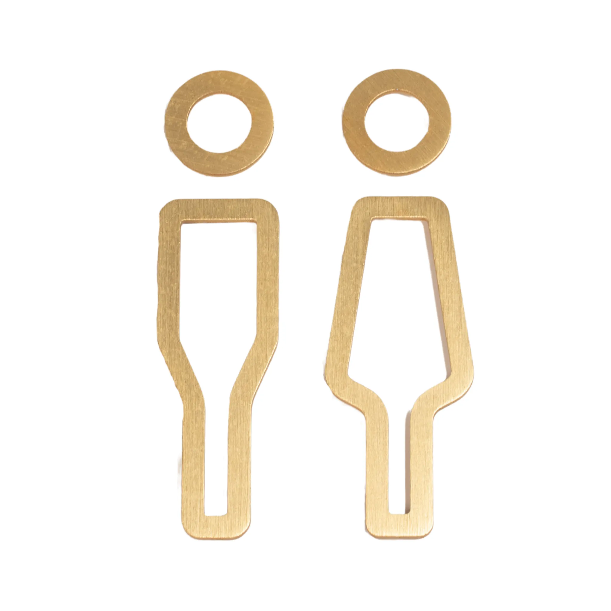 DESIGNSTUFF Signage, Restroom, Her/Him, Brushed Brass