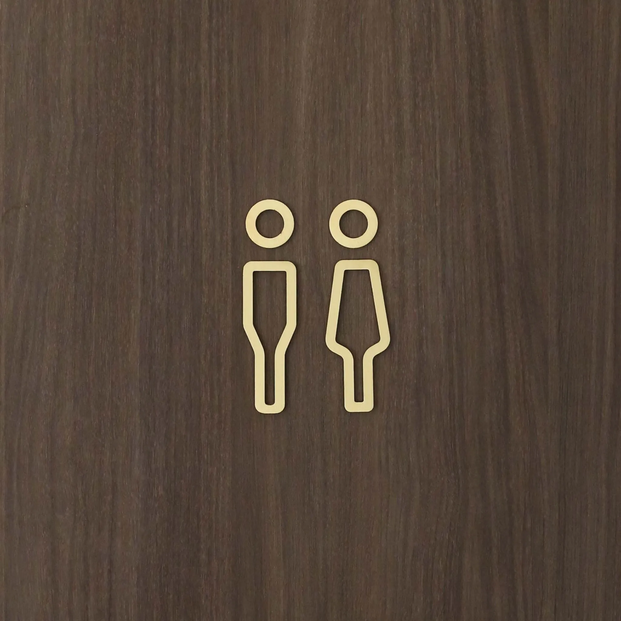DESIGNSTUFF Signage, Restroom, Her/Him, Brushed Brass
