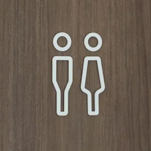 DESIGNSTUFF Signage, Restroom, Her/Him, White