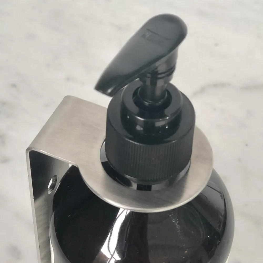 DESIGNSTUFF Single Soap Dispenser Holder, Brushed Steel