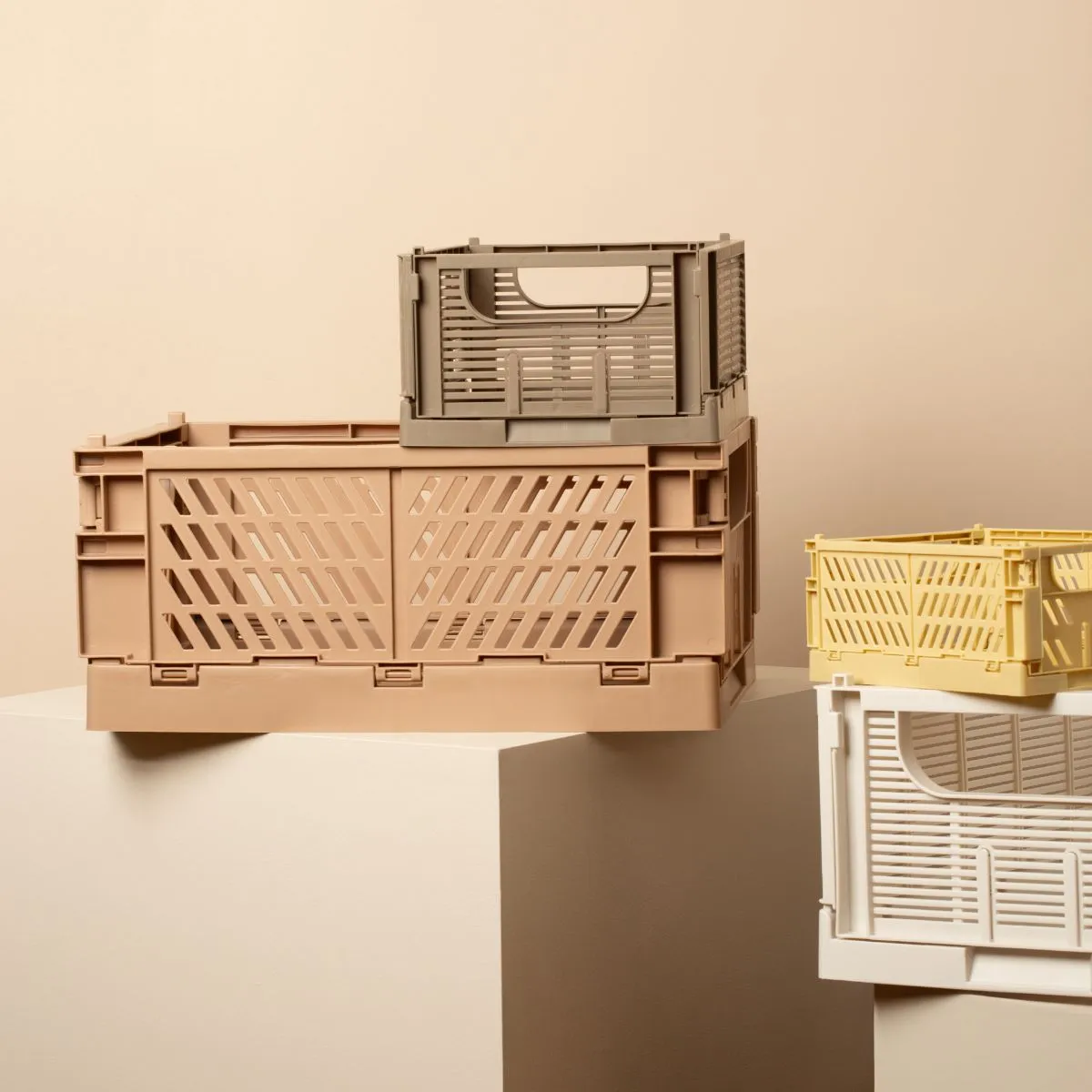 DESIGNSTUFF Slant Collapsible Crate, M, 33x25cm, Tuscany