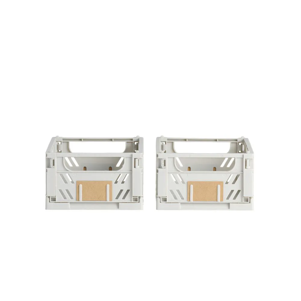 DESIGNSTUFF Slant Collapsible Crate, S, 25x16cm, Grey (Set of 2)