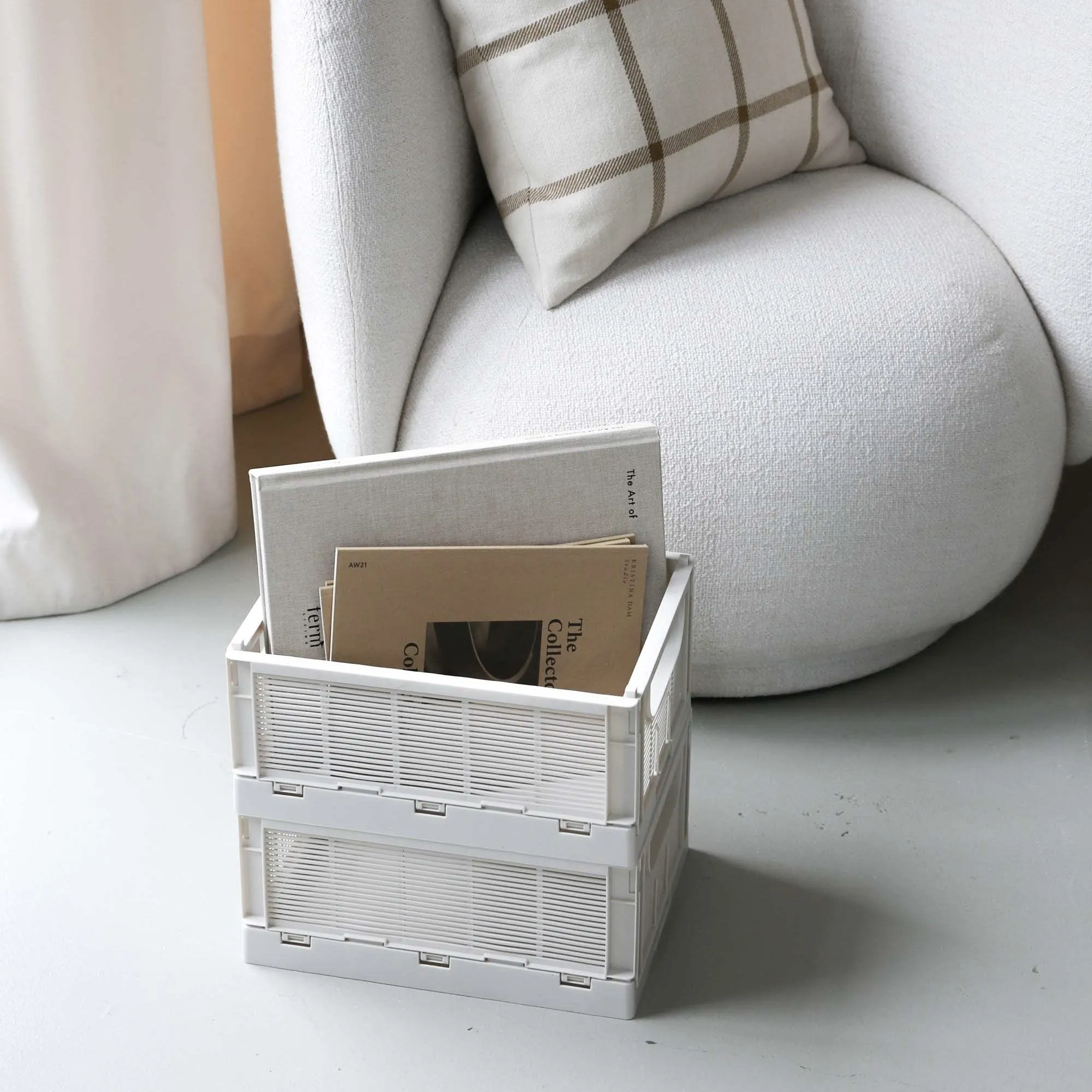 DESIGNSTUFF Slant Collapsible Crate, S, 25x16cm, Grey (Set of 2)