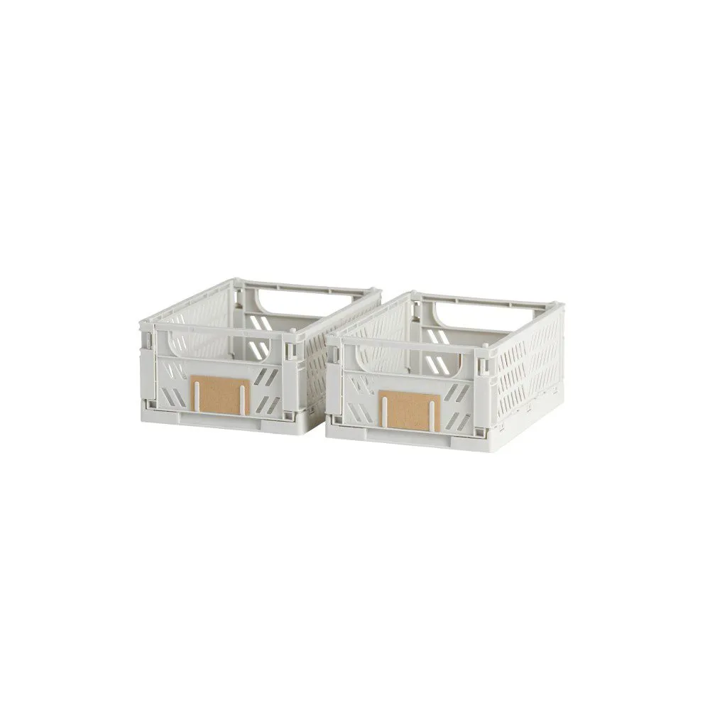 DESIGNSTUFF Slant Collapsible Crate, XS, 17x13cm, Grey (Set of 2)