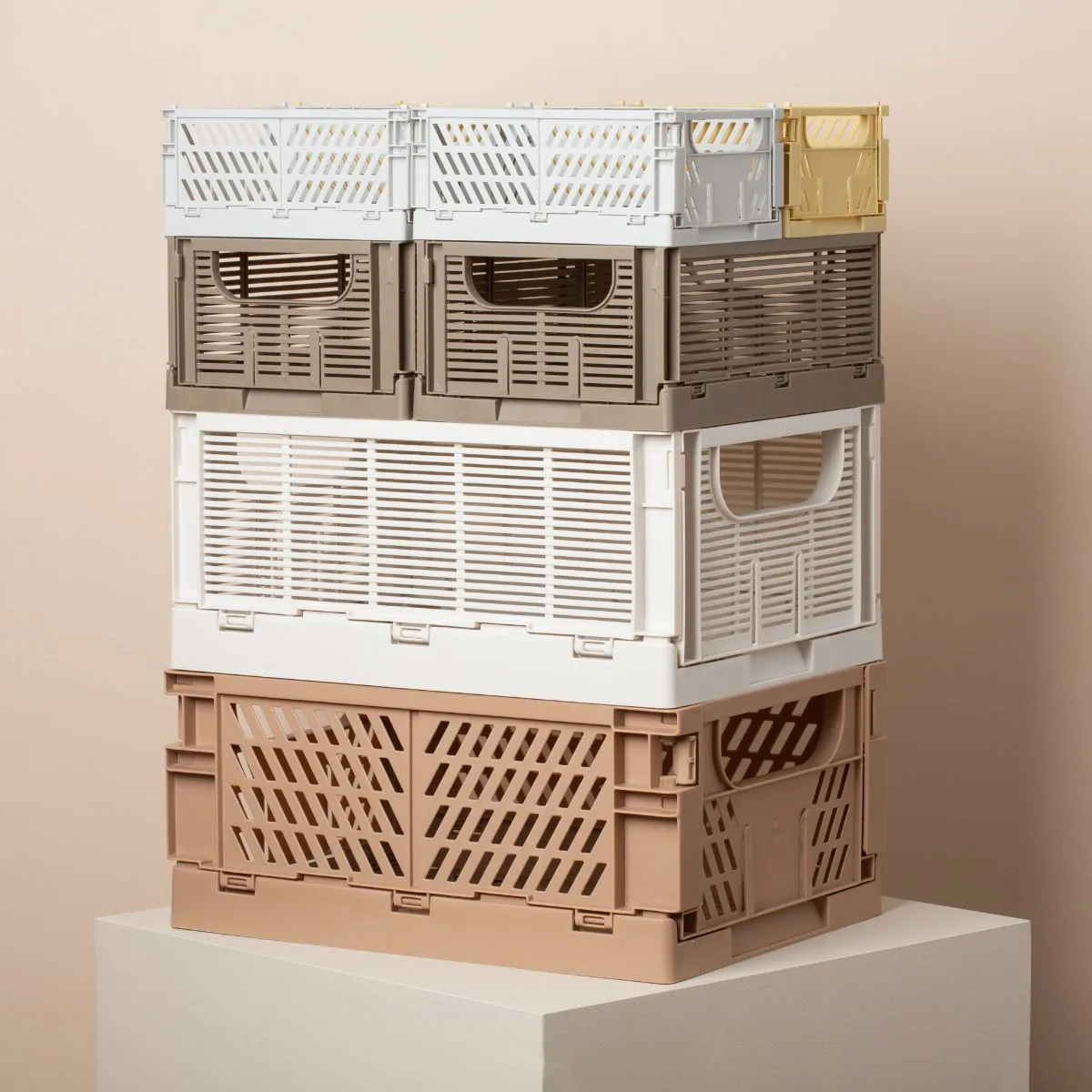 DESIGNSTUFF Slant Collapsible Crate, XS, 17x13cm, Grey (Set of 2)