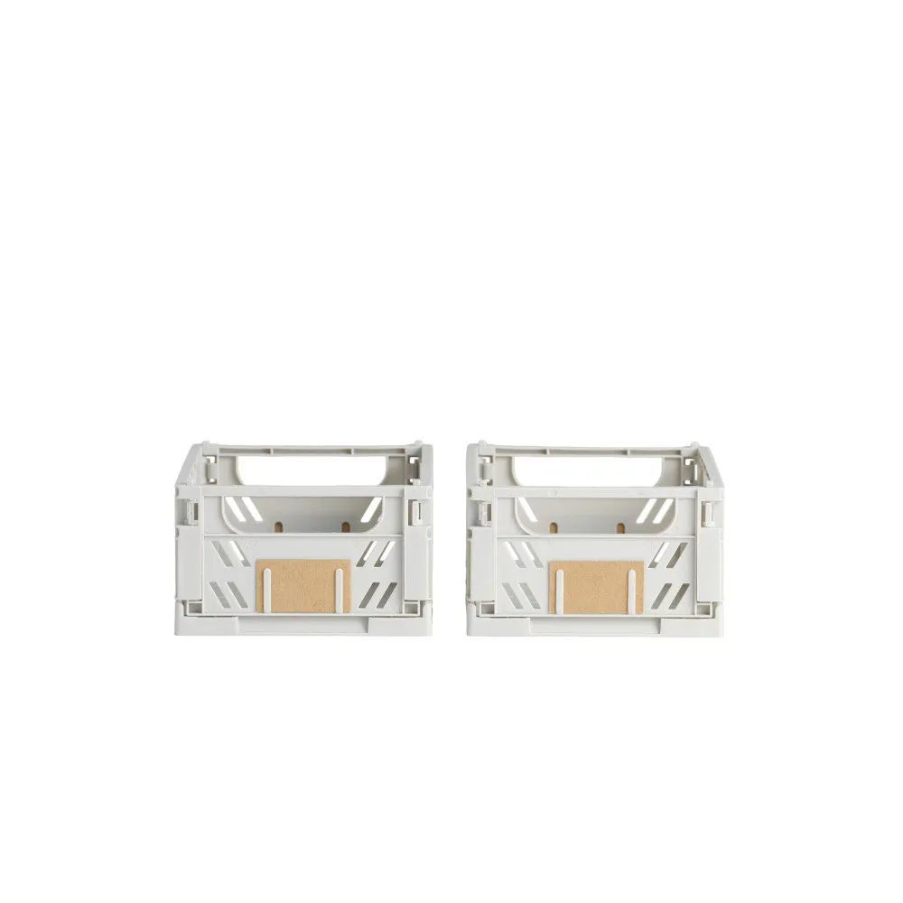 DESIGNSTUFF Slant Collapsible Crate, XS, 17x13cm, Grey (Set of 2)