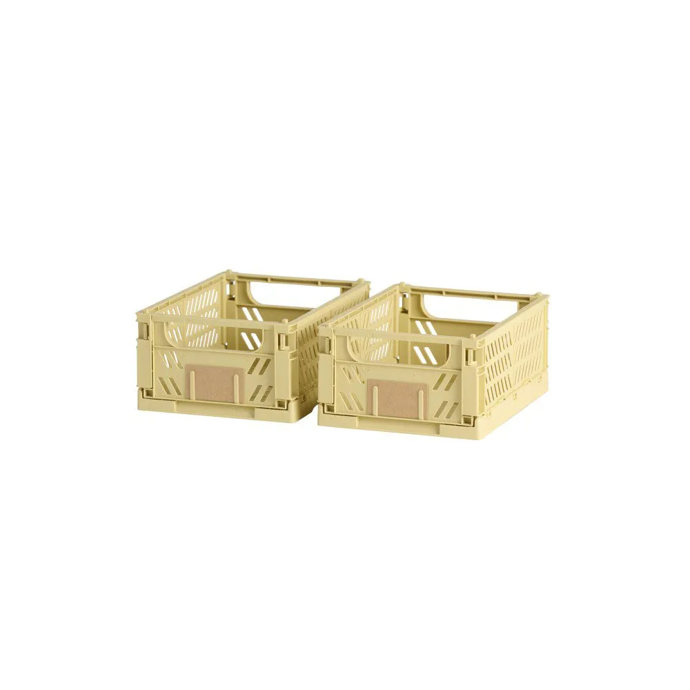 DESIGNSTUFF Slant Collapsible Crate, XS, 17x13cm, Straw (Set of 2)