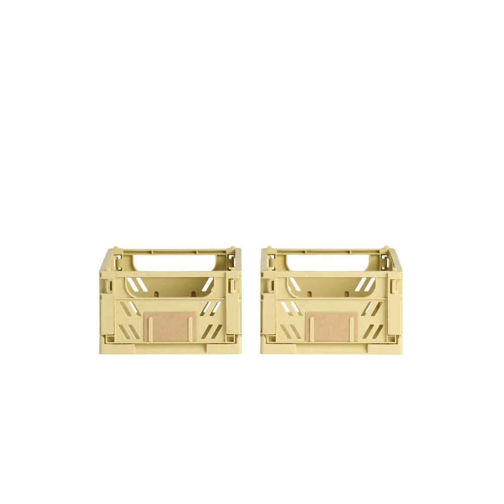 DESIGNSTUFF Slant Collapsible Crate, XS, 17x13cm, Straw (Set of 2)