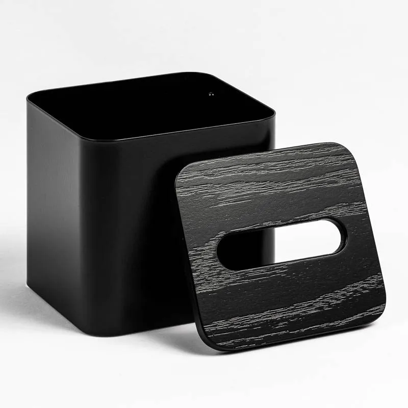 DESIGNSTUFF Square Tissue Box, Black