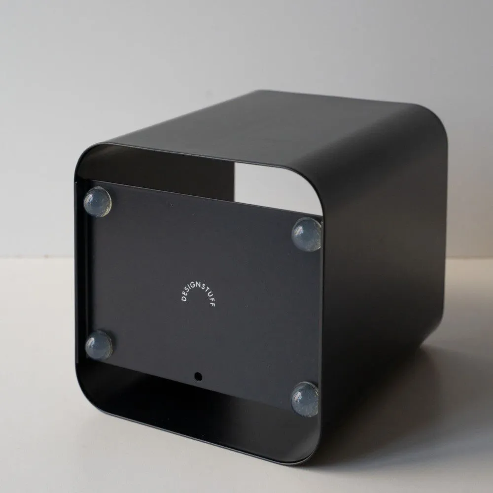 DESIGNSTUFF Square Tissue Box w/ Metal Lid, Black/Black