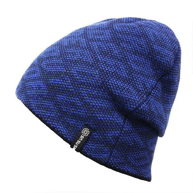 Flash Sale Alert Knitted Men'S Skullies And Beanies Thermal Ski Hat Double-Sided Cap