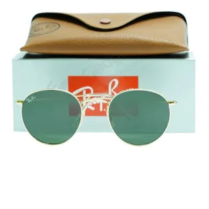 Flash Pick Today Ray-Ban Round Metal Rb3447 001 Gold - Green Lenses For Men